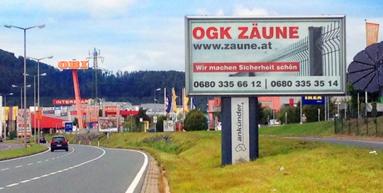 Oglaševanje na osvetljenih jumbo plakatih | Sms Marketing d.o.o. | Oglas na avstrijskem trgu - Ograje Kočevar