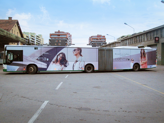 Oglaševanje na avtobusih | Sms Marketing d.o.o. | Oglas na avtobusu - celi avtobus - Comma