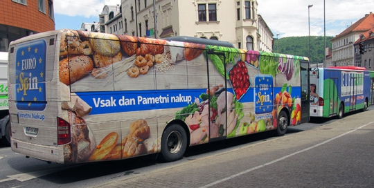 Oglaševanje na avtobusih | Sms Marketing d.o.o. | Oglas na avtobusu - celi avtobus - Euro Spin