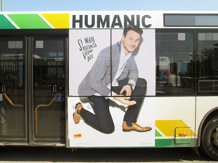 Oglaševanje na avtobusih | Sms Marketing d.o.o. | Oglas na desni strani avtobusa - Humanic