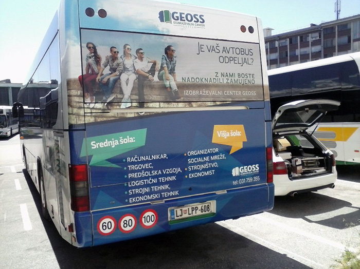 Oglaševanje na avtobusih | Sms Marketing d.o.o. | Oglas na zadnjem delu avtobusa - Geoss