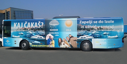 Oglaševanje na avtobusih | Sms Marketing d.o.o. | Oglas na avtobusu - celi avtobus - Izola