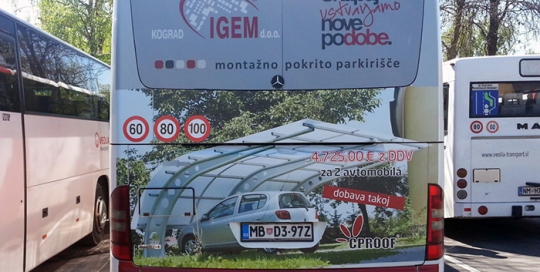 Werbung an Bussen | Sms Marketing d.o.o. | Werbung am hinteren Teil des Busses – Igem