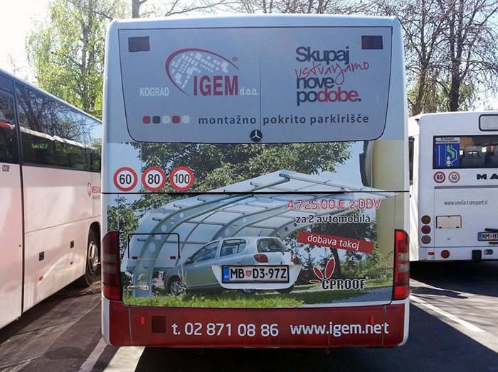 Oglaševanje na avtobusih | Sms Marketing d.o.o. | Oglas na zadnjem delu avtobusa - Igem