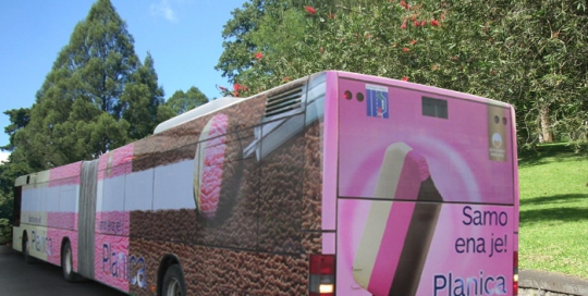 Oglaševanje na avtobusih | Sms Marketing d.o.o. | Oglas na avtobusu - celi avtobus - Planica