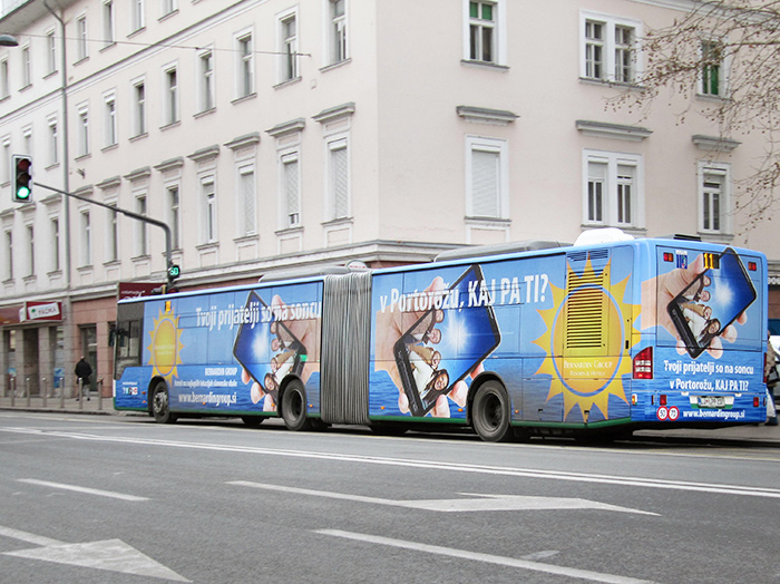 Oglaševanje na avtobusih | Sms Marketing d.o.o. | Oglas na avtobusu - celi avtobus - Izola