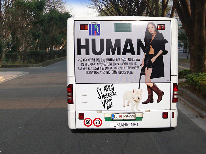 Oglaševanje na avtobusih | Sms Marketing d.o.o. | Oglas na zadnjem delu avtobusa - Humanic