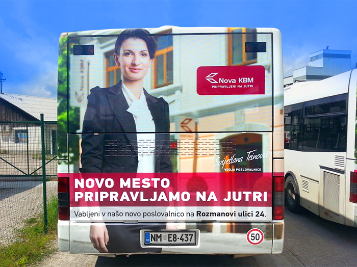 Oglaševanje na avtobusih | Sms Marketing d.o.o. | Oglas na zadnjem delu avtobusa - Nkbm
