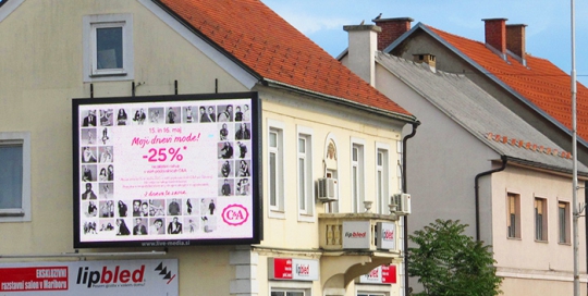 Oglaševanje na zunanjih oglasnih površinah | Sms Marketing d.o.o. | Oglas na digitalnem zaslonu - C&A