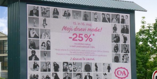 Oglaševanje na zunanjih oglasnih površinah | Sms Marketing d.o.o. | Oglas na digitalnem zaslonu - C&A