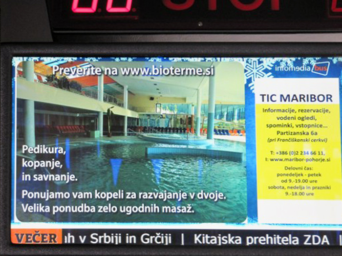 Oglaševanje v notranjosti avtobusa | Sms Marketing d.o.o. | Digitalni LCD oglas