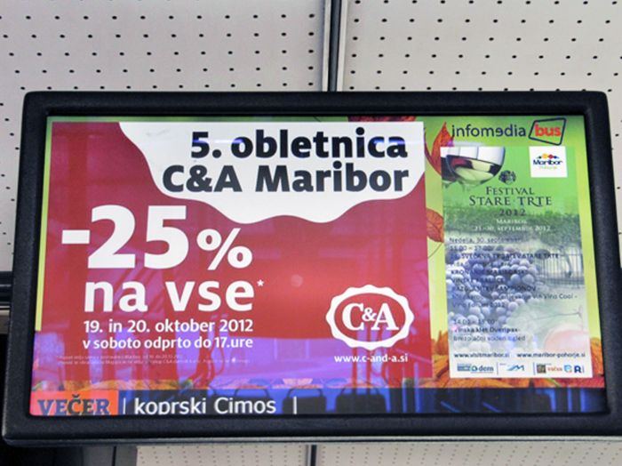Oglaševanje v notranjosti avtobusa | Sms Marketing d.o.o. | Digitalni LCD oglas